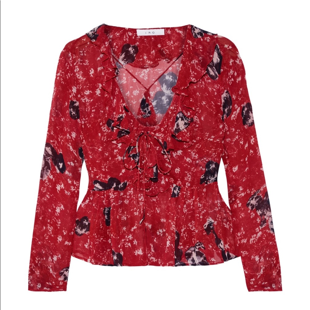IRO Venecia ruffled printed chiffon blouse